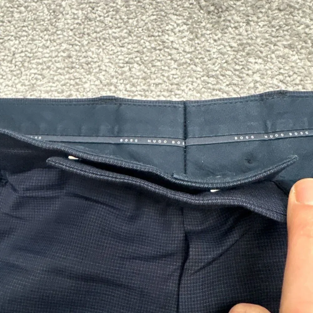 Boss Hugo Boss Virgin Wool Dress Pants Mens 39x29 Navy Blue Straight Leg Career